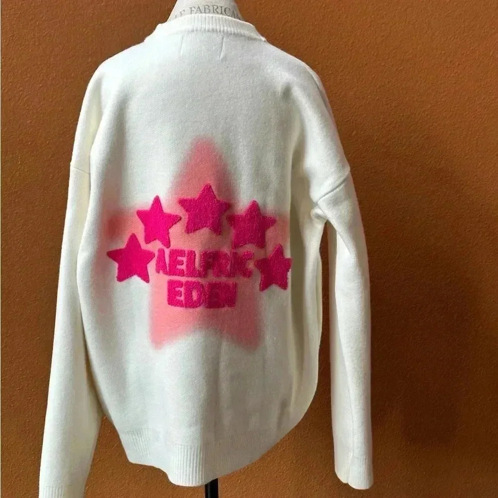 Aelfric Eden “Flocking Star” Sweater White/Pink Size XL - Picture 9 of 12